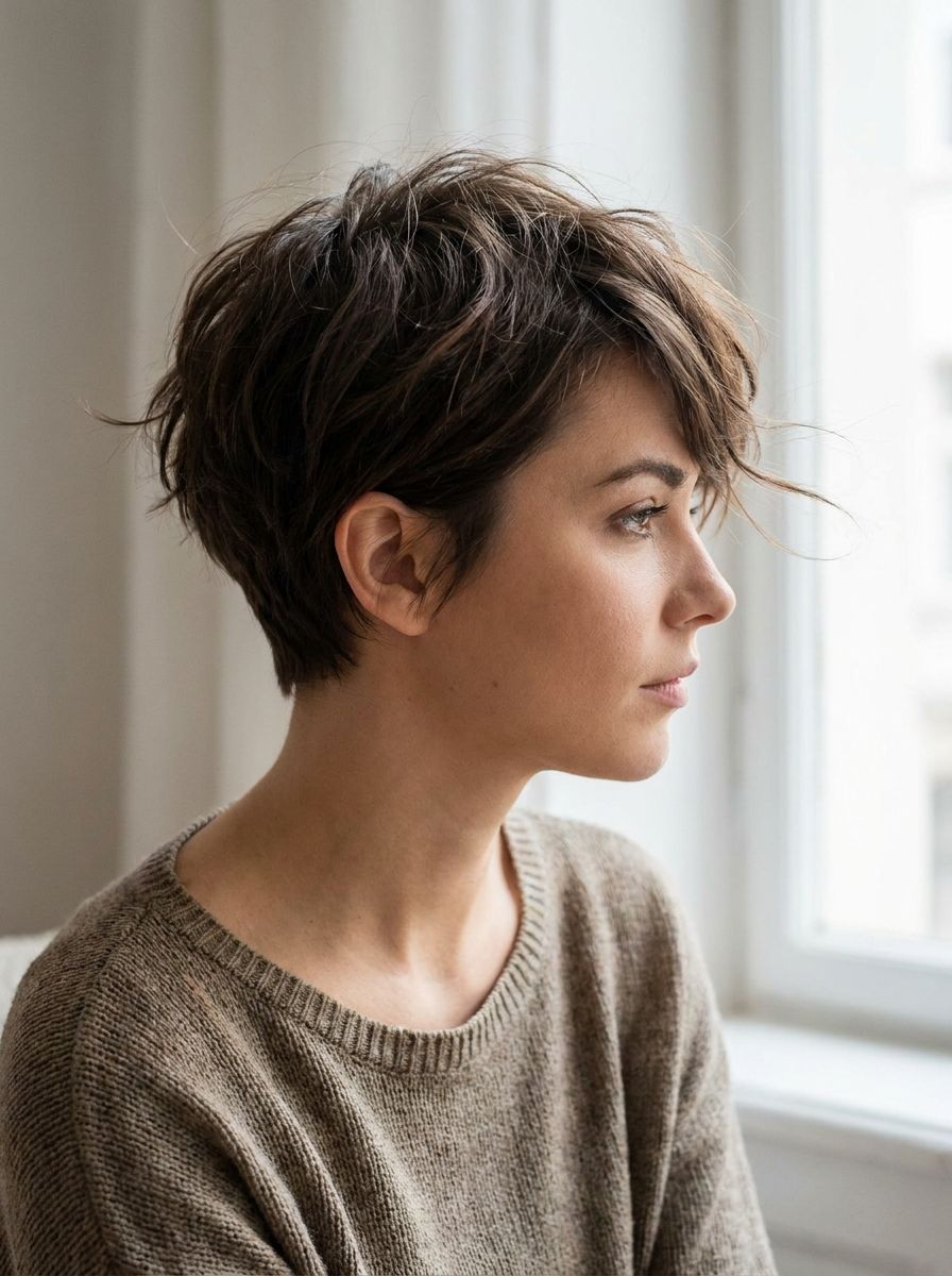 Kurzhaarfrisur mit langem Deckhaar und Undone-Finish - Kurzhaarfrisuren mit langem Deckhaar